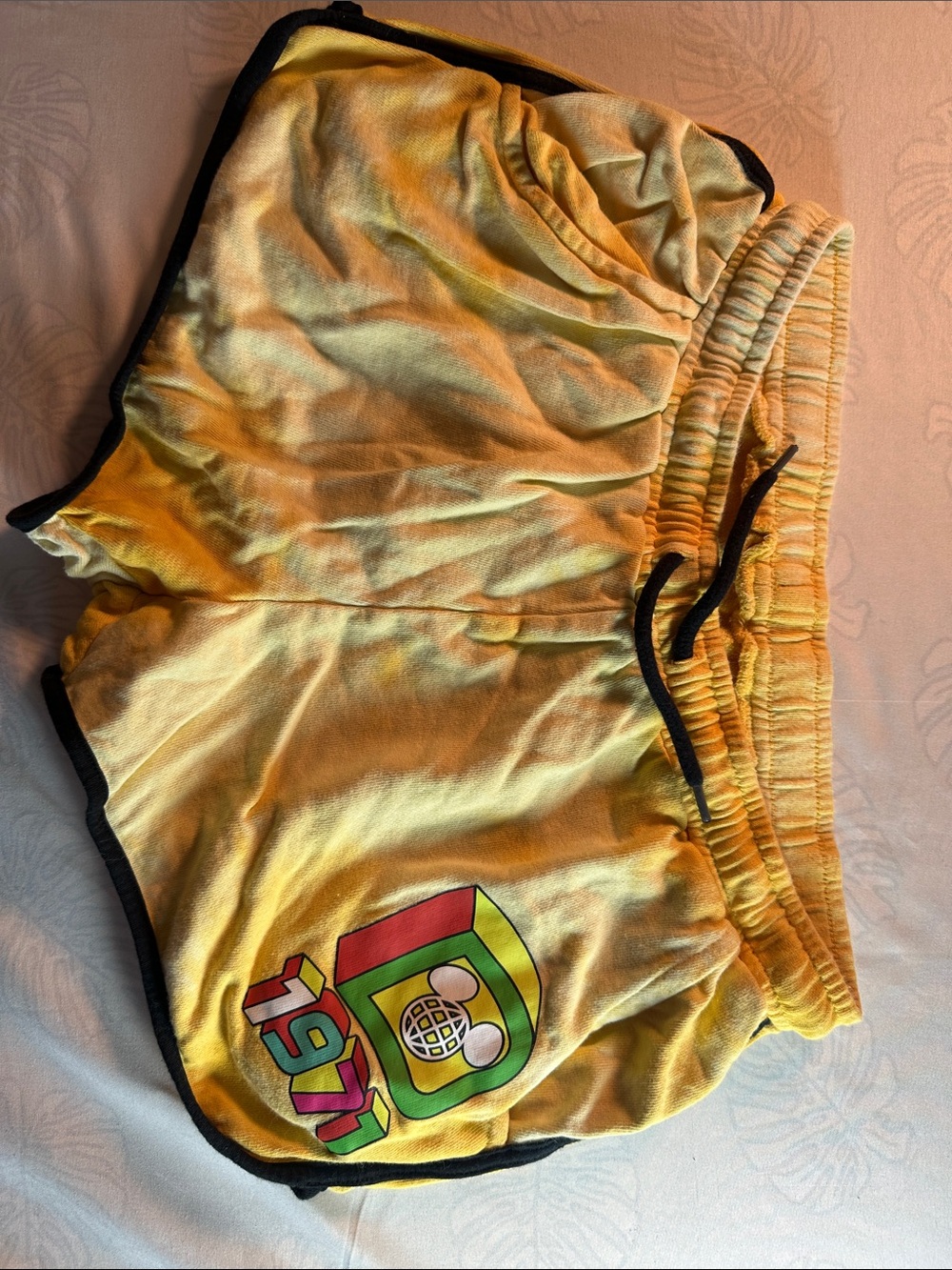 Disney Yellow Athletic Shorts with Black Trim